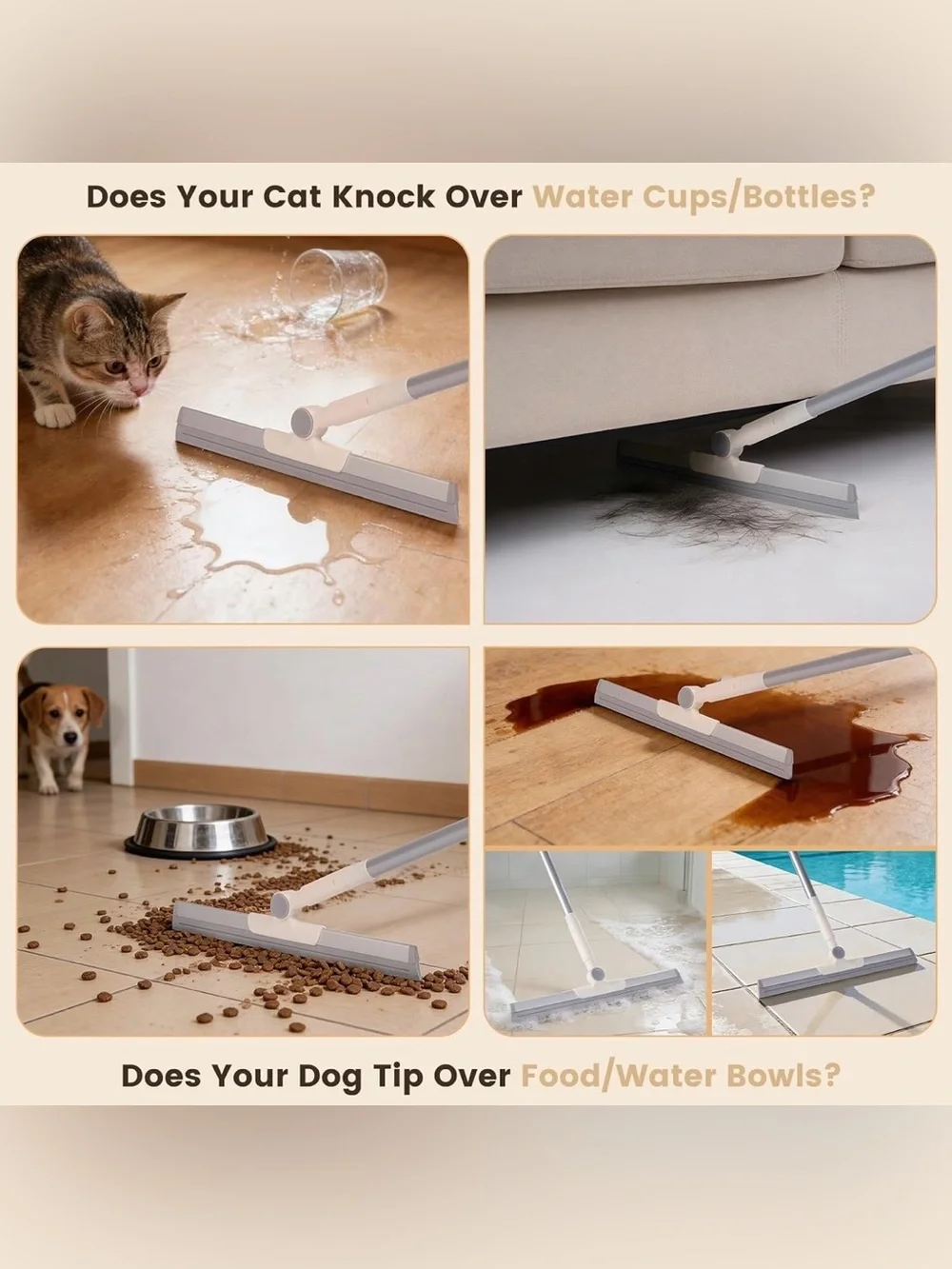 Pet Hair Remover for Cat & Dog, Reusable Pet Hair Removal Tool with Adjustable L